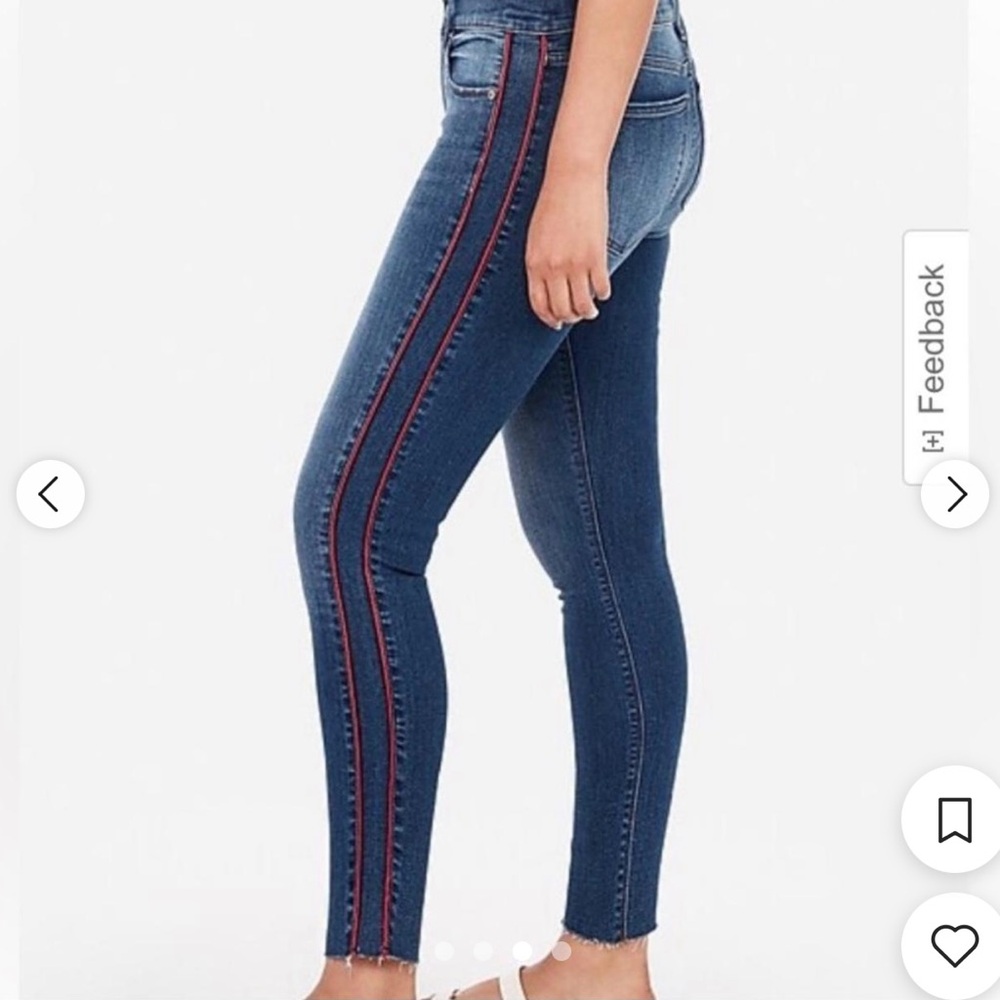 Women's Blue Jeans with Red Stripe